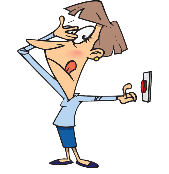 cartoon-lady-hesitating-to-push-a-button-by-toonaday-5878